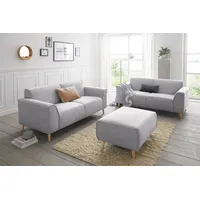 2-Sitzer ANDAS "Janek" Sofas Gr. B/H/T: 178cm x 81cm x 90cm, Struktur weich, ohne Funktion, grau (hellgrau) mit Federkern und Keder in scandinavischem Design