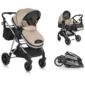 Moni Kombikinderwagen 2 in 1 Kali 22 kg umbaubar, Korb, Getränkehalter, Tasche beige
