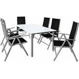 CASARIA Bern Set 7-tlg. Tischplatte Milchglas/silber