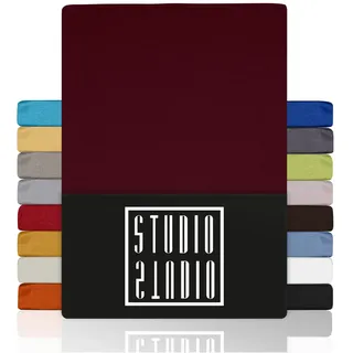 Studio Spannbettlaken Jersey-Baumwolle 160 x 200 cm Bordeaux
