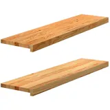 vidaXL Fensterbänke 2 Stk. Hellbraun 100x25x2 cm Massivholz Eiche