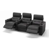 Sofanella 3-Sitzer Leder BARI, Relaxcouch, Designersofa, Designer Sofa, 3er Couch, Sofagarnitur schwarz