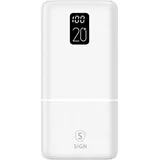 SIGN Extrem leistungsstarke Q.C Powerbank 20000 mAh, 2,1 A - Weiß - Weiß