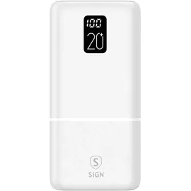 SIGN Extrem leistungsstarke Q.C Powerbank 20000 mAh, 2,1 A - Weiß - Weiß