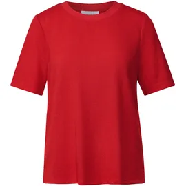 street one studio STREET ONE STUDIO, Damen, Gr. 44, rot (mandarin rot), Stoff, 60% Viskose, 40% Polyester, unifarben, normal normal, Rundhals, abgesteppt, Shirts T-Shirt, aus elastischem Materialmix