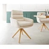 DELIFE Polsterstuhl Abelia-Flex, mit Armlehnen Holzgestell kantig Natur Cord Beige beige|weiß