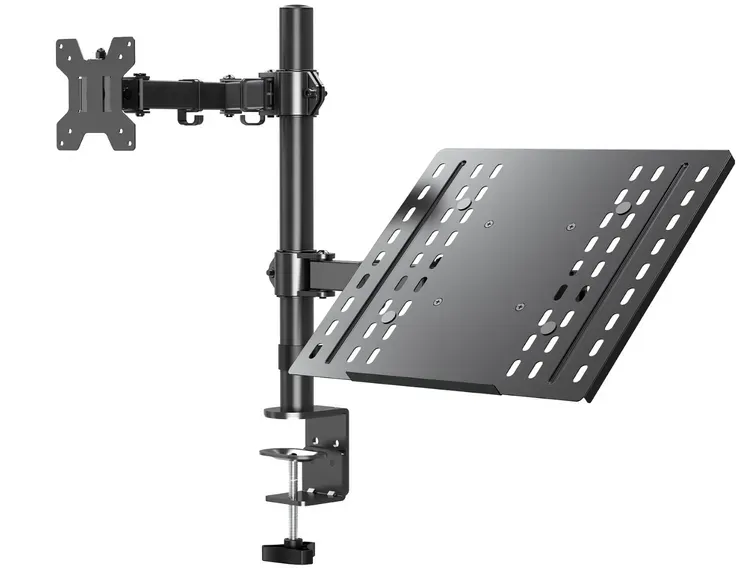 Neuer Schreibtischhalter Triadyn DuoMount für Monitor und Laptop Ergonomisch Verstellbar Drehbar TRD-BLK-2ST-13