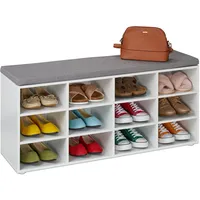 Relaxdays Schuhbank, 12 Fächern, gepolsterte Sitzfläche, HBT 48x104x30 cm,