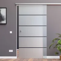 Glas Schiebetür Komplettset AMOD mit SoftClose (Selbsteinzüge) 900 x 2050 mm, Design P1, SlimLine und Griffmuschel BP1-900-ASE