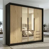 A&J MöbelLand Drehtürenschrank VIVO 200 x 215 x 59,5 cm Schwarz
