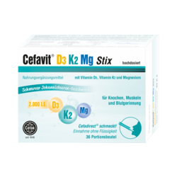 CEFAVIT D3 K2 Mg 2.000 I.E. Stix Granulat 36 St