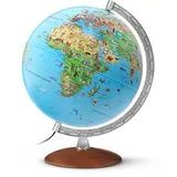 Raethgloben 1917 Verlags Kinder-Leuchtglobus, dunkler Holzfuß u. Metallmeridian (KI3010) / Räthgloben