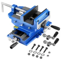 Vevor Maschinenschraubstock, 10,16 cm Backenbreite, 2-Wege-XY-Achsen-Kreuzschraubstock, 8,89 cm Backenöffnung, Gusseisen, Werkbank-Schraubstockklemme, für Holzbearbeitungs-Bohr-CNC-Fräsmaschinen