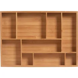 Schubladeneinsatz ZELLER PRESENT "Bamboo", beige (natur), B:44,5cm H:5cm T:32cm, Bambus, Schubladeneinsätze, 9 Fächer für genügend Platz