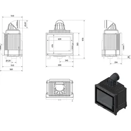Kratki Kamineinsatz Franek Deco Gusseisen Schwarz