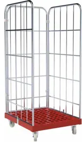 HMH rolltainer® Kunststoffboden 1460 KU rot 724 x 815 mm 3-seitig Cr 3
