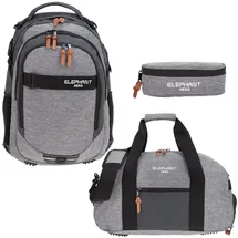 Elephant Gin 3 Teile Set Elephant Schulrucksack Hero Signature Rucksack + Sporttasche + Mäppchen 12723 (Two Tone Grey (grau/anthrazit))