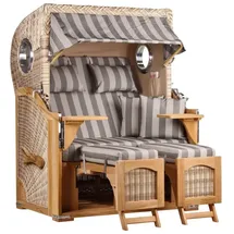 Mr. Deko Strandkorb Düne Bullauge Teak PE Shell Dessin 537