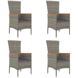 vidaXL Polyrattan Gartenstühle 60 x 58 x 108 cm grau 4 St. inkl. Kissen 319528