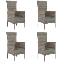 vidaXL Polyrattan Gartenstühle 60 x 58 x 108 cm grau 4 St. inkl. Kissen 319528