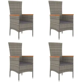 vidaXL Polyrattan Gartenstühle 60 x 58 x 108 cm grau 4 St. inkl. Kissen 319528