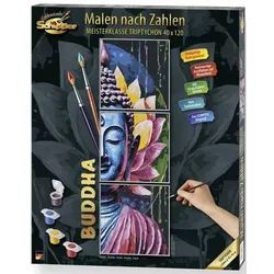 Schipper 609470916 - Malen nach Zahlen, Budda, Triptychon, 40 x 120 cm