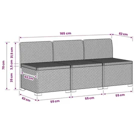 vidaXL 3-Sitzer Garten Sofa 3 x 2 x 0 cm Weiß