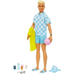 Barbie Anziehpuppe Blonde Ken-Puppe mit Badehose und Strand-Accessoires bunt