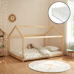 Kinderbett Cerro mit Matratze 140x200cm Holzfarben