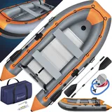 KESSER® Schlauchboot 3,20 m für 4 Personen - WAVE Motor geeignet Freizeitboot Paddelboot Motorboot Angelboot - mit 2 Sitzbänken -  Alu-Boden Paddel  Pumpe Reparaturset & Tasche  aufblasbar PVC