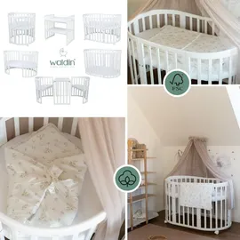 Waldin Babybett OWAL Kinderbett 7in1 mit Matratze, mitwachsendes Kinder-Bett