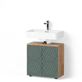 livinity Waschbeckenunterschrank Ronco 60 x 59 x 30 cm Grün/Goldkraft Eiche