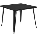 Flash Furniture Parker Tisch für drinnen und draußen, quadratisch, 90,2 cm, Metall, Schwarz