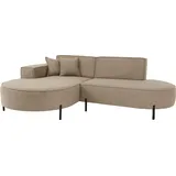 WFL GROUP Ecksofa Hana Loft 3-Sitzer Ecke Links Boucle Dunkelbeige 241/80/168 cm