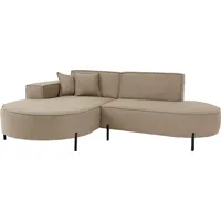 WFL GROUP Ecksofa Hana Loft 3-Sitzer Ecke Links Boucle Dunkelbeige 241/80/168 cm