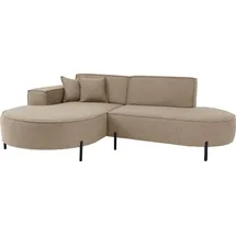 WFL GROUP Ecksofa Hana Loft 3-Sitzer Ecke Links Boucle Dunkelbeige 241/80/168 cm