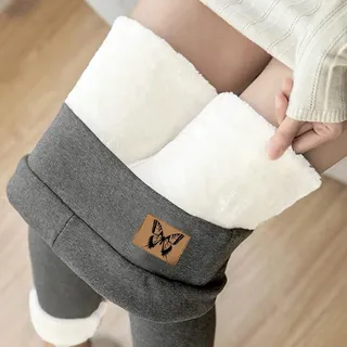 Damen Leggings Herbst Winter Warme Fleece Stretch Leggings Hose Dicke Fleece Gefüttert Thermoleggins Elastische Thermal Pants Thermo Freizeithose Fleece Sweatpants für Frauen Thermoleggins