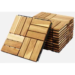 Terrassenfliesen aus Holz, quadratisches Muster Holzfarben - sweeek