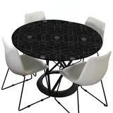 Morbuy Rund Tischdecke Elastisch, Geometrie Rund Tischdecken Wasserdicht Lotuseffekt Abwaschbar Abwischbar Tischtuch für Dekoration Küchentisch Garten Outdoor (Durchmesser 160cm,Würfel)