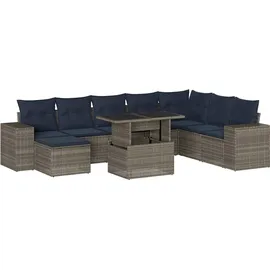 vidaXL Gartensofa-Set 9-tlg. grau Polyrattan