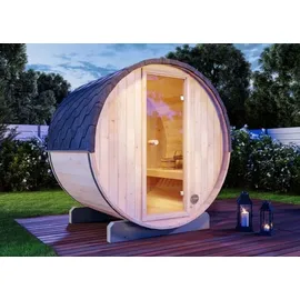 FinnTherm Fass-Sauna Mini XS inkl. 6 kW Ofen + int. Steuerung