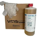 Sanvo Set: Rohrreiniger CARE Abflussrohr-Reiniger 1 Liter Flasche inkl. Sicherheits-Handschuh