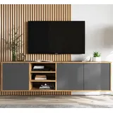 meble lindner Apollo TV-Lowboard 150 x 39 x 35 cm Graphit/Eiche Holzwerkstoff