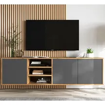 meble lindner Apollo TV-Lowboard 150 x 39 x 35 cm Graphit/Eiche Holzwerkstoff