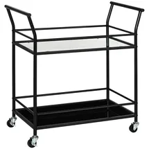 Homcom Küchenwagen, Rollwagen, Servierwagen mit 2 Ablagen, Trolley, Beistellwagen auf Rollen, Aufbewahrungswagen für Küche, Metall, Schwarz, 75 x 40 x 80 cm