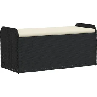 vidaXL Sitzbank mit Stauraum & Kissen Schwarz 115x51x52 cm Poly Rattan