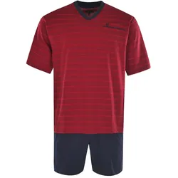 hajo Herren Schlafanzug Set - Shorty, kurz, Kurzarm, Klima-Light, Cotton-Mix Rot S