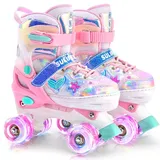 SULIFEEL Rollschuhe für Mädchen und Kinder mit leuchtenden Rollen, verstellbar in 4 Größen für Kleinkinder und Anfänger Rollschuhe