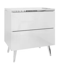 lookway Nachttisch Weiß Hochglanz, Holzwerkstoff, 50x53x37 cm, Schlafzimmer, Nachttische