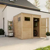 Gartenhaus Holz 4,20 M2 Aus Kiefer Fichte, Geräteschuppen 17 Mm Wandstärke, Gerätehaus Holz Für Gartenwerkzeug, Fahrradschuppen Mit Imprägnierte Böden, Timbela M325f1+m325g